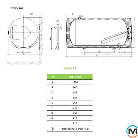Бойлер комбинированый Drazice OKCV 200 4 kWt, фото , изображение 3