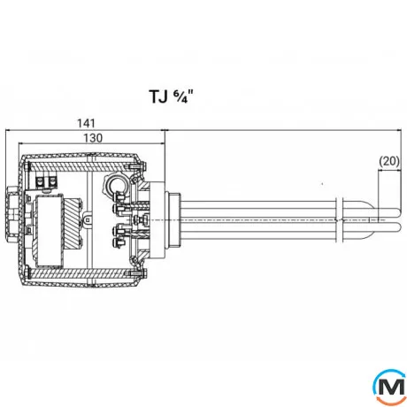 Нагревательный ТЭН Drazice TJ 6/4" -6kW + удлиненная нагревательная часть изолированная, Тепловая мощность (кВт): 6, фото , изображение 14