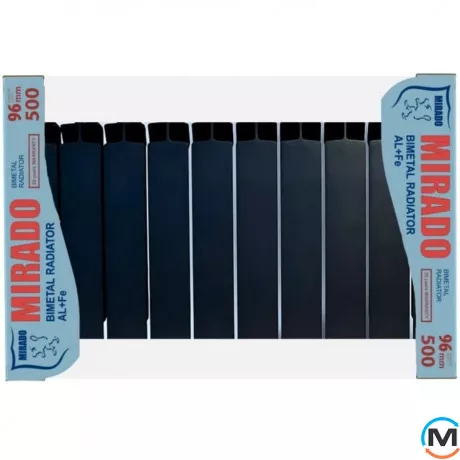 Биметаллический радиатор Mirado 96/500 (6секций) ЧЕРНЫЙ (Graphite), Цвет: Черный, Кол-во секций: 6, фото , изображение 2