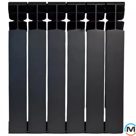 Биметаллический радиатор Mirado 96/500 (6секций) ЧЕРНЫЙ (Graphite), Цвет: Черный, Кол-во секций: 6, фото 