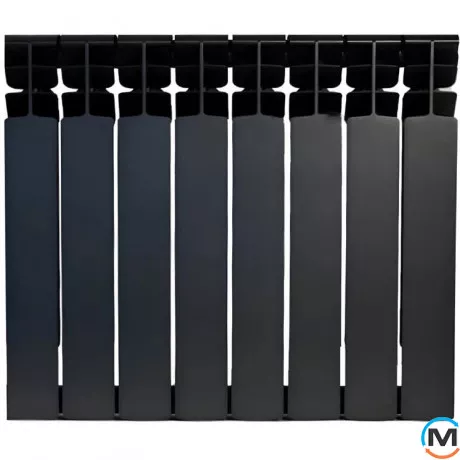 Биметаллический радиатор Mirado 96/500 (8 секции) ЧЕРНЫЙ (graphite), Цвет: Черный, Кол-во секций: 8, фото 