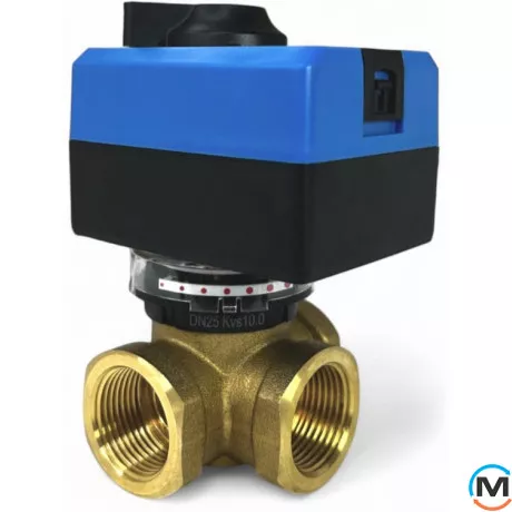 Комплект 3-ходовой смесительный клапан RMV DN20 Rp3/4"Tervix + Привод электрический 3-точки / 2-точки AMV, Диаметр резьбы: 3/4", фото , изображение 2