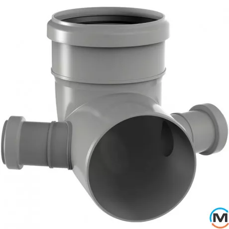 Колено канализационное Valsir с боковыми отводами HTB Ø110/50/50 67°/30°, фото 