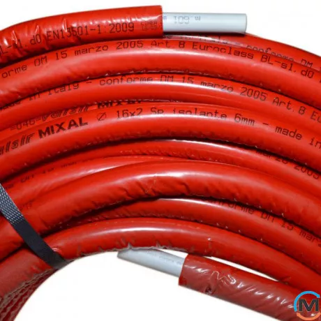 Труба Valsir в ізоляції металопластикова MIXAL Ø16 х 2,0 мм ЧЕРВОНА (бухта 100 м), Модифікація: Бухта 100 м, Колір: червоний, Діаметр (мм): 16, фото , зображення 3
