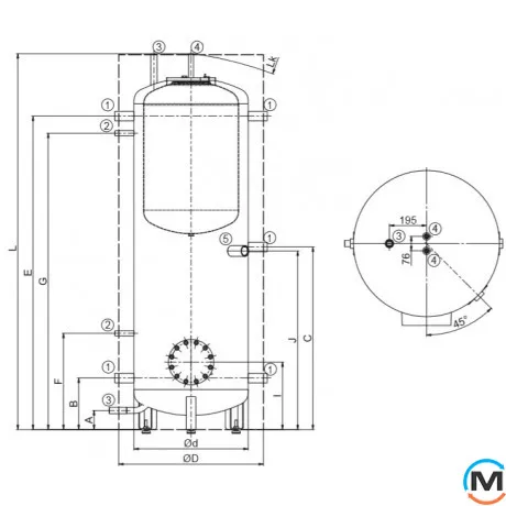 Теплоакумулятор Drazice NADO 500/140 v1 із ізоляцією Neodul, Об'єм (л): 475, фото , зображення 4