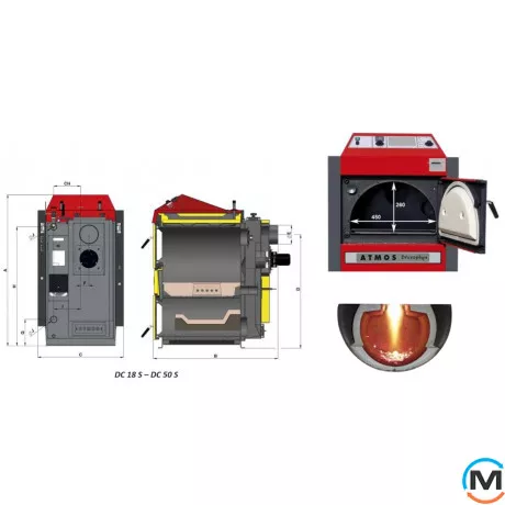 Твердотопливный пиролизный котел ATMOS DC 32 GS, Тепловая мощность (кВт): 32, фото , изображение 14