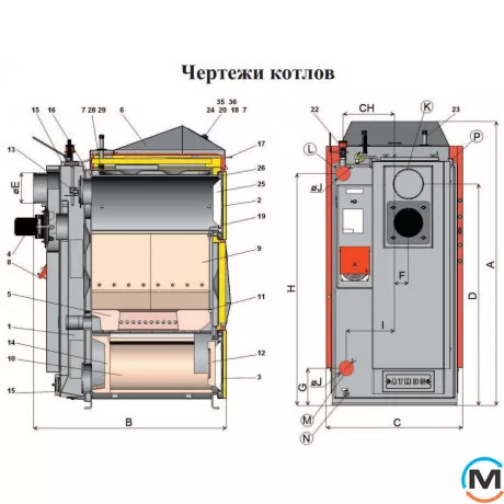 Твердотопливный пиролизный котел ATMOS DC 25 S, Тепловая мощность (кВт): 27, фото , изображение 16
