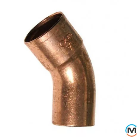 Колено медное IBP 45° (1 Муфта) 8, Вариант: 1 муфта, Градус (град.): 45, Исполнение: Короткое, Диаметр (мм): 8, фото 