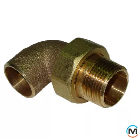 Зганяння мідний кутовий IBP ПхНР 15 - 1/2", Тип різьблення: Зовнішня, Діаметр різьблення: 1/2", Виконання: Кутовий, Діаметр (мм): 15, фото 