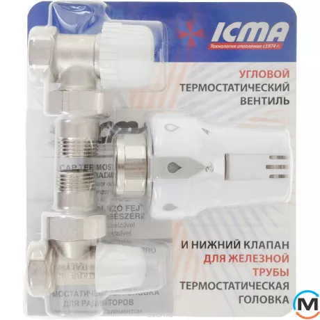 Термостатический комплект Icma KTE 985 1/2" угловой, фото 