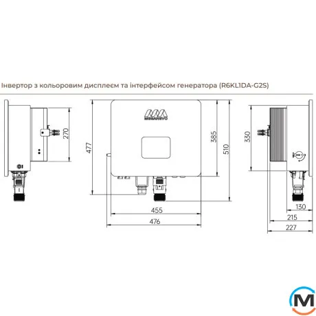 Гібридний однофазний інвертор Megarevo for LP R6KL1DA-G2S (6kW, 48V, LCD дисплей, порт GEN), фото , зображення 10