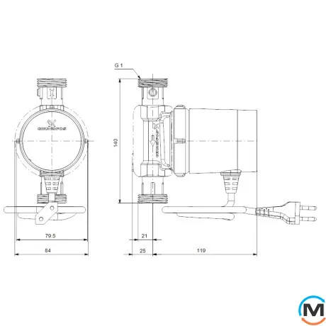 Циркуляционный насос Grundfos COMFORT 15-14 BX T, Модификация: BX T = с контролем температуры. запорным и обратным клапанами, фото , изображение 4