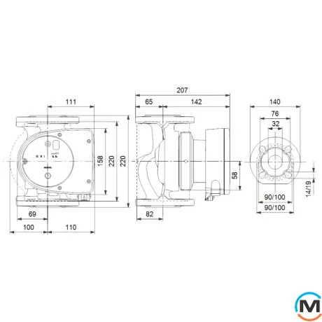 Циркуляционный насос Grundfos MAGNA1 32-80 F 220 1х230V PN6, Модификация: MAGNA1 32-80 F 220, фото , изображение 3