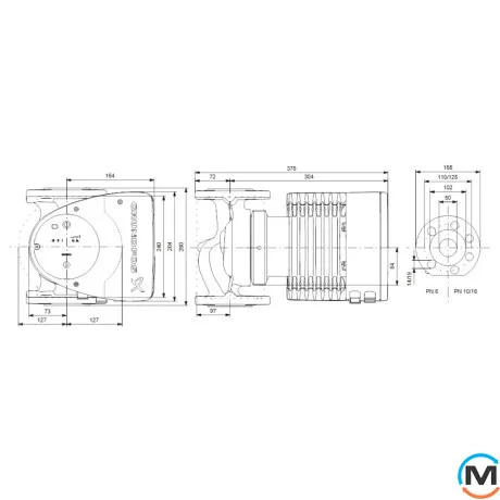 Циркуляционный насос Grundfos MAGNA1 50-150 F 280 1x230V PN6/10, Модификация: MAGNA1 50-150 F 280, фото , изображение 3