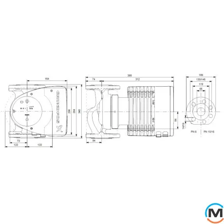 Циркуляционный насос Grundfos MAGNA1 65-60 F 340 1x230V PN6, Модификация: MAGNA1 65-60 F 340, фото , изображение 3