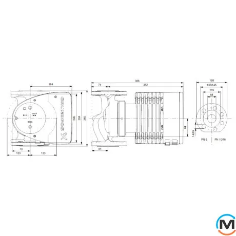 Циркуляционный насос Grundfos MAGNA1 65-80 F 340 1x230V PN6, Модификация: MAGNA1 65-80 F 340, фото , изображение 3