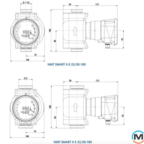 Насос циркуляционный NMT SMARTII 32/120-180 энергоэффективный IMP Pumps, Модификация: NMT SMART II 32/120-180, фото , изображение 2