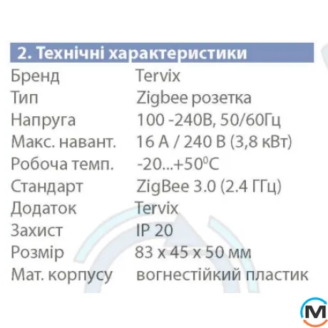 Розумна розетка Tervix Pro Line ZigBee Socket, Колір: Білий, Керуючий сигнал: ZigBee 3.0, фото , зображення 2
