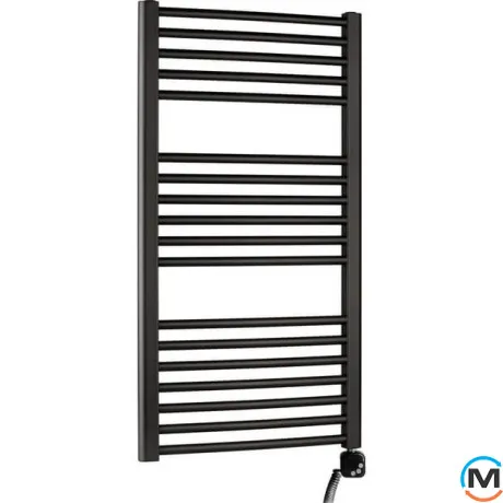 Электрическое полотенцесушитель Luxrad BASIC G H - 1200 mm L - 500 mm D - 80-92 mm черный мат. структурный тен (600 Вт) черный с кабелем справа + крепление, Модификация: С кабелем, Размещение шнура: Справа, фото , изображение 2