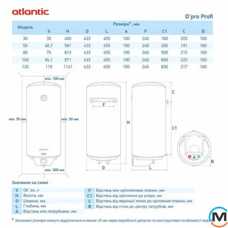 Водонагрівач Atlantic Opro Profi VM 100 D400S (1500W), Об'єм (л): 100, фото , зображення 7