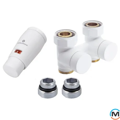 Комплект Schlosser эксклюзивный узел прямой 3/4 x M 22х1,5 головка MINI SH 2 шт. Ниппеля Белый шт, фото 