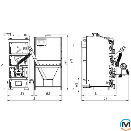 Пелетний котел Feniks серія N Pellet 62 кВт з бункером, Теплова потужність (кВт): 62, фото , зображення 7