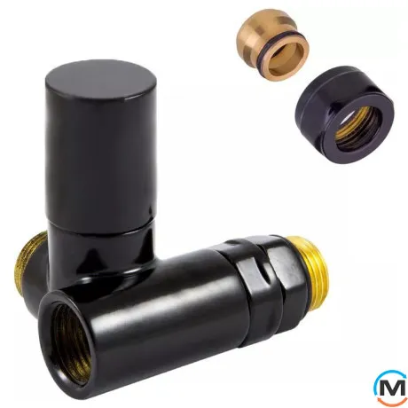 Клапан с ручной регулировкой Schlosser Combi Plus осевой правый GZ 1/2 x 15 mm Cu RAL9005 черный мат, фото 