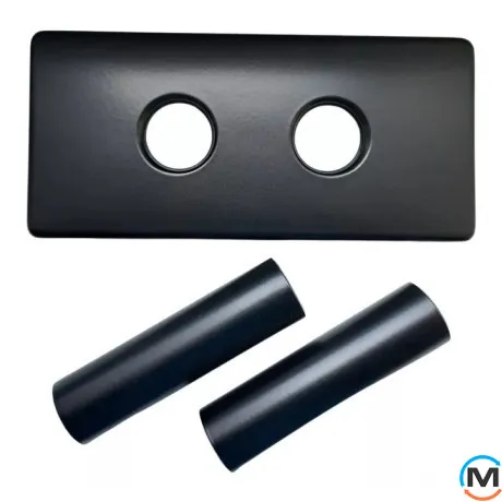 Двойная Розетка Schlosser 150/70 мм L=50 + 2 трубки d=22mm RAL9005 черный мат, фото 