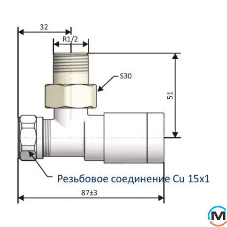 Комплект Schlosser Elegant с ручной регулировкой угловой GZ 1/2 x 15mm Cu RAL9005 черный мат, фото , изображение 3