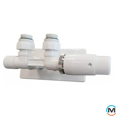Комплект Schlosser Duo-plex Mini (Comple Selection) угловой левый GZ 1/2 x 16х2 mm PEX белый головка MINI M30x1,5+ Комплект трубок с двойной розеткой, фото , изображение 2