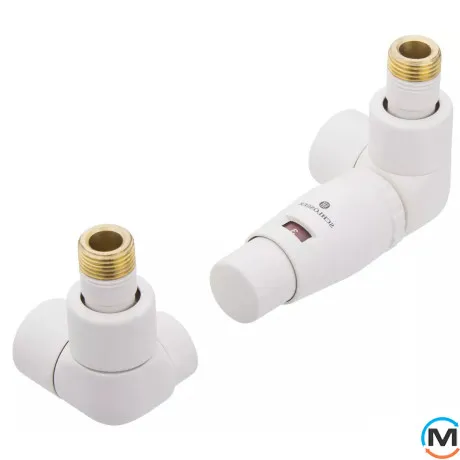 Комплект Schlosser термостатический LUX осевой правый GZ 1/2 х 15mm Cu головка Mini белый, фото 