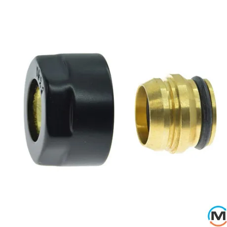 Резьбовое соединение Schlosser для медных труб GW 3/4 x 15 mm Cu RAL9005 черный мат, фото 