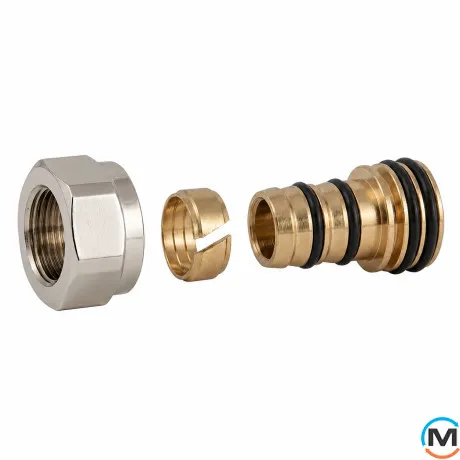 Резьбовое соединение Schlosser GW M22x1,5 x 16x2 mm PEX никелированное, фото 