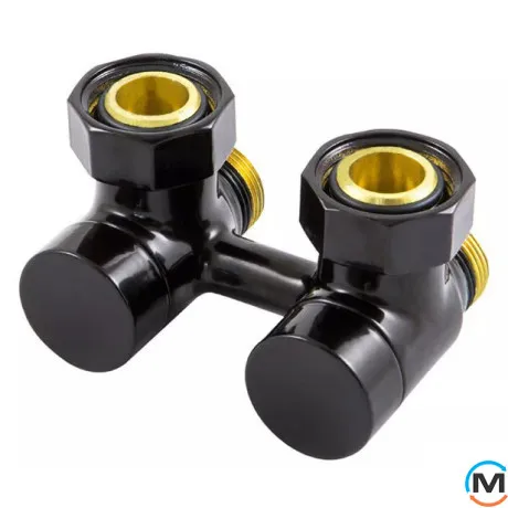 Узел подключения Schlosser эксклюзивный угловой GZ 3/4 x M 22х1,5 RAL9005 черный мат, фото 
