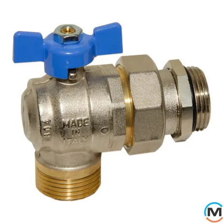 Кран-американка кутовий Bianchi 1" ЗЗ (blue/синій) "метелик" 0÷110 °C, фото 