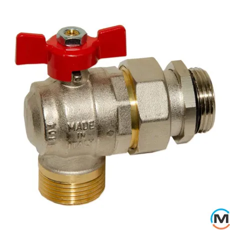Кран-американка кутовий Bianchi 1" ЗЗ (red/червоний) "метелик" 0÷110 °C, фото , зображення 2