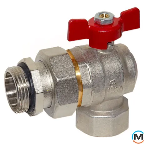 Кран-американка кутовий кульовий Bianchi 3/4" (red/червоний) "метелик", фото , зображення 3