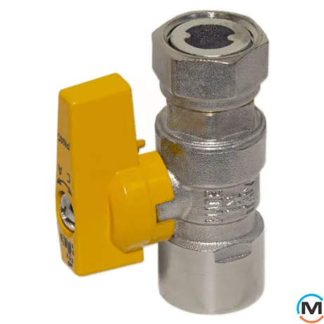 Кран газовий прямий Bianchi 3/4" В х 3/4" В (накидна гайка), фото , зображення 2