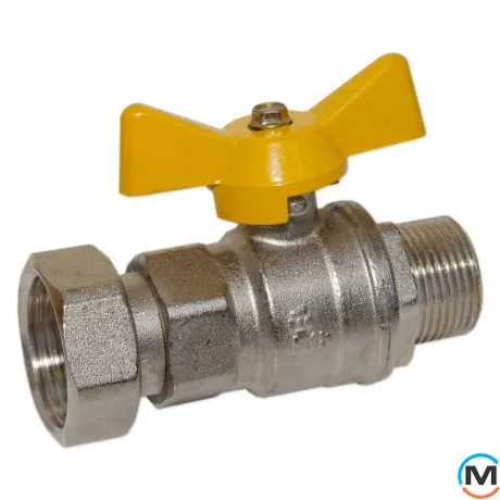 Кран газовий прямий Bianchi 1/2" З х 1/2" В (накидна гайка), фото , зображення 3