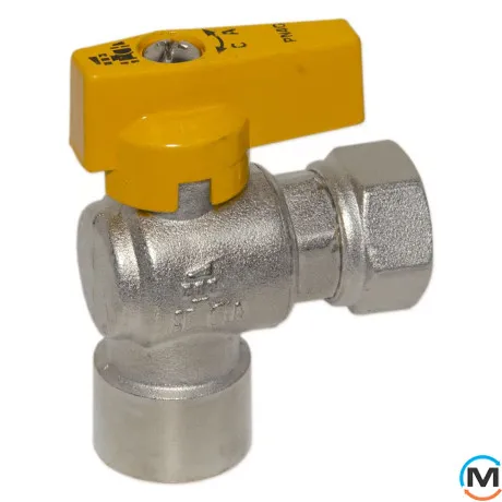 Кран газовий кутовий Bianchi 1/2" В х 1/2" В (накидна гайка), фото , зображення 2