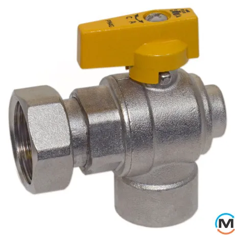 Кран газовий кутовий Bianchi 3/4" В х 1" В (накидна гайка), фото , зображення 3