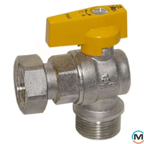 Кран газовий кутовий Bianchi 3/4" З х 3/4" (накидна гайка), фото , зображення 3