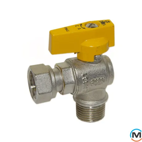Кран газовий кутовий Bianchi 1/2" З х 3/4" В (накидна гайка), фото 