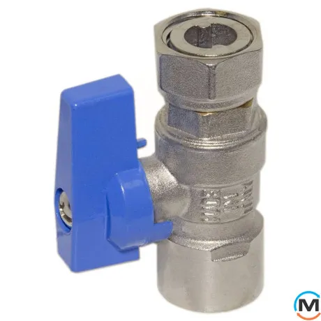 Кран прямий Bianchi 1/2" Х 1/2" В з накидною гайкою (blue/синій), фото , зображення 2