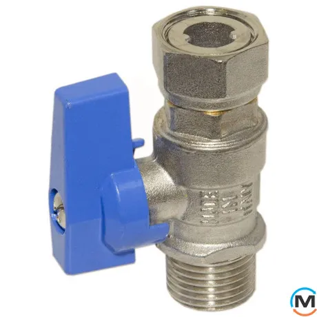 Кран прямий Bianchi 1/2" З х 1/2" У з накидною гайкою (blue/синій), фото , зображення 2