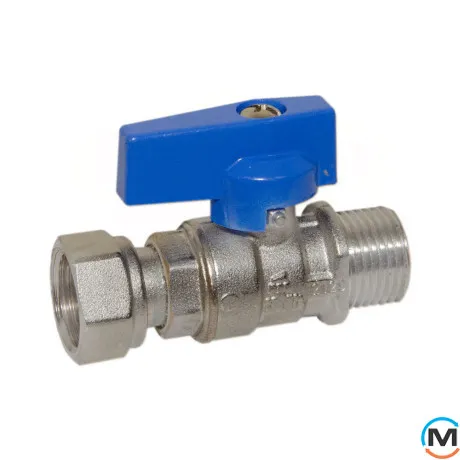Кран прямий Bianchi 3/4" З х 1" В з накидною гайкою (blue/синій), фото 