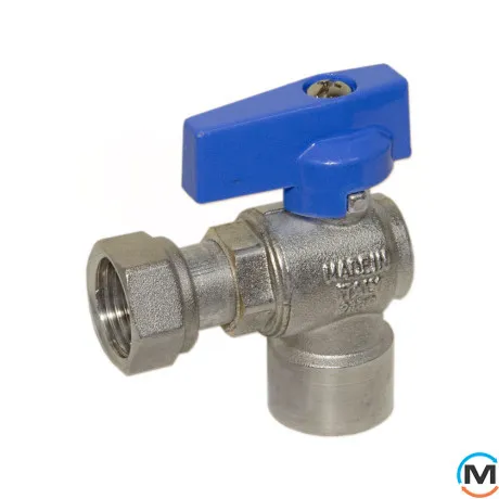 Кран кутовий Bianchi 1/2" Х 3/4" В з накидною гайкою (blue/синій), фото 