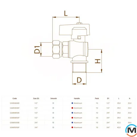 Кран кутовий Bianchi 1/2" З х 3/4" В з накидною гайкою (red/червоний), фото , зображення 4
