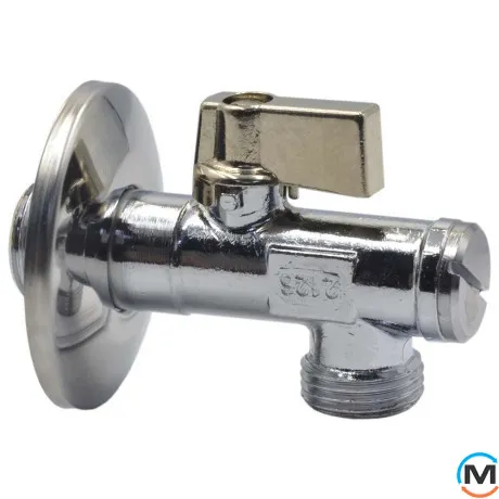 Кран кутовий з фільтром для сантехприладів Bianchi 1/2" х 1/2" (алюмінієва ручка), фото 