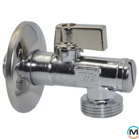 Кран кутовий з фільтром для сантехприладів Bianchi 1/2" х 3/4" (алюмінієва ручка), фото 